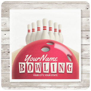Personalisiert Bowling Ball Lanes Buttone Retro Le Serviette