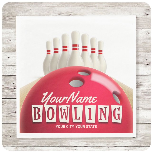 Personalisiert Bowling Ball Lanes Buttone Retro Le Serviette (Von Creator hochgeladen)