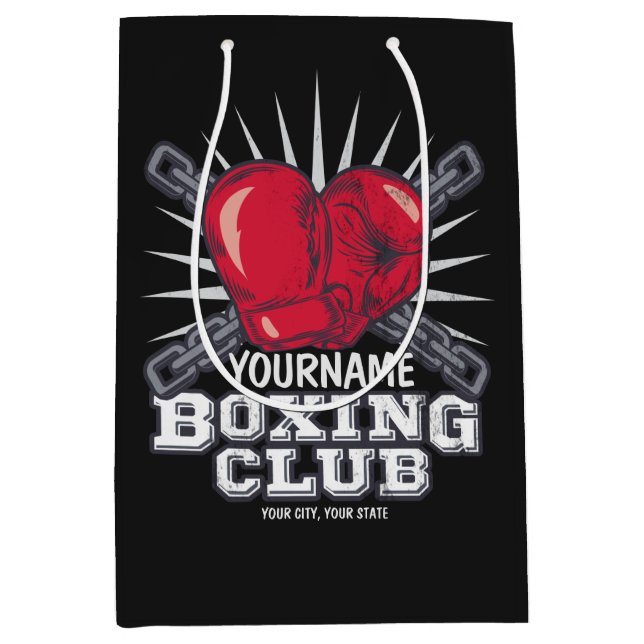 Personalisiert Boxgloves Fighter Champion Boxer Mittlere Geschenktüte (Vorderseite)