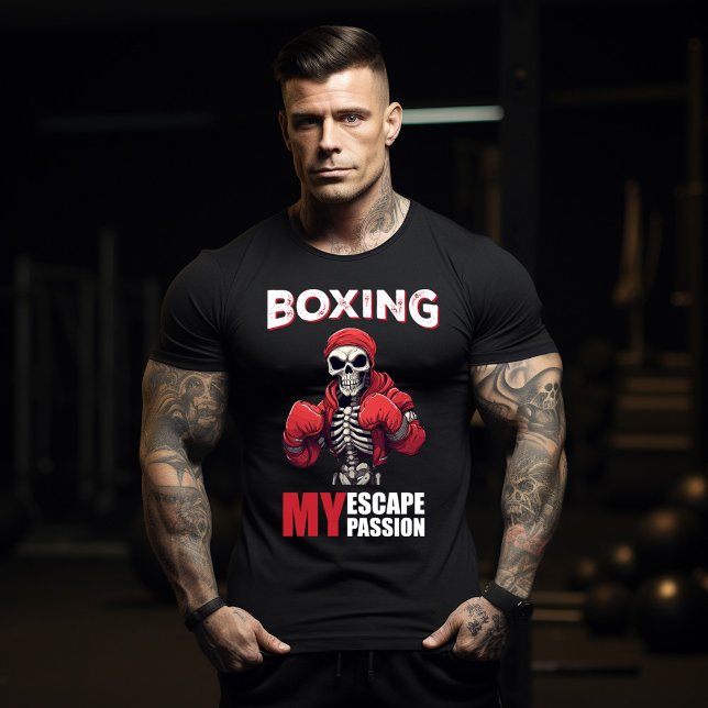 Personalisiert Boxskelett Boxer Halloween T-Shirt (Von Creator hochgeladen)