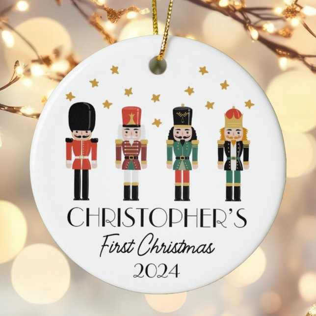 Personalisiert Boy Baby First Christmas Nutcracker Keramik Ornament (Von Creator hochgeladen)