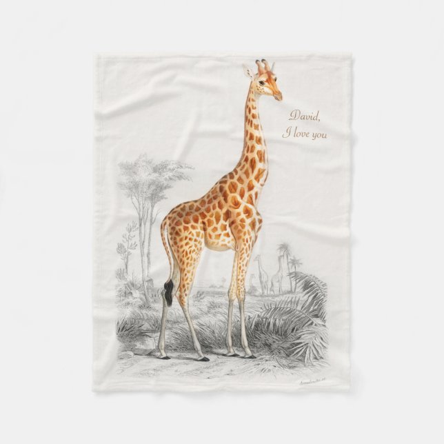 Personalisiert Boy Baby Giraffe Fleece Blanket (Vorderseite)