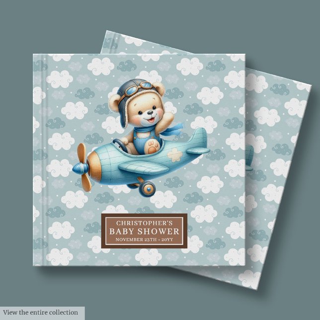 Personalisiert Boy Baby Shower Guest Book Teddy Be Gästebuch (Personalized Boy Baby Shower Guest Book Teddy Bear Pilot)