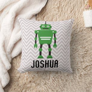 Personalisiert Boys Green Robot Pillow Kissen