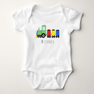 Personalisiert Boy's Locomotive Train mit Namen Baby Strampler