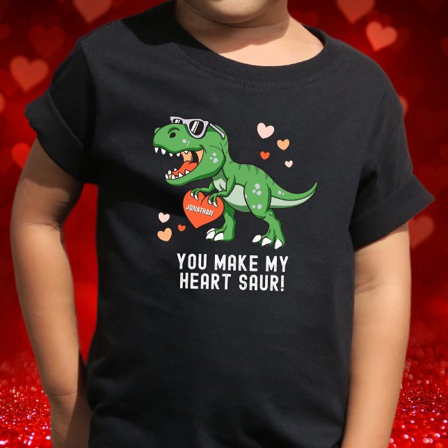 Personalisiert Boys Valentine Dinosaurier Baby T-shirt (Von Creator hochgeladen)