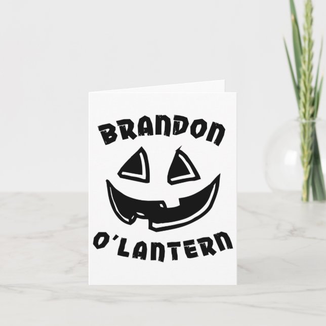 Personalisiert Brandon O'lantern Halloween Pumpkin Karte (Vorderseite)