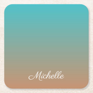 Personalisiert-braun-blaues Ober Rechteckiger Pappuntersetzer