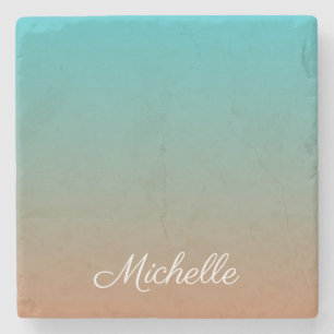 Personalisiert-braun-blaues Ober Steinuntersetzer