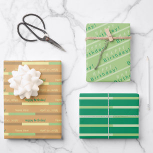 Personalisiert-braun-gelb-Allokcasion Geschenkpapier Set