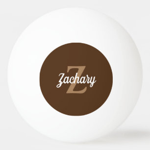 Personalisiert-braune Retro-Monogramm Tischtennisball