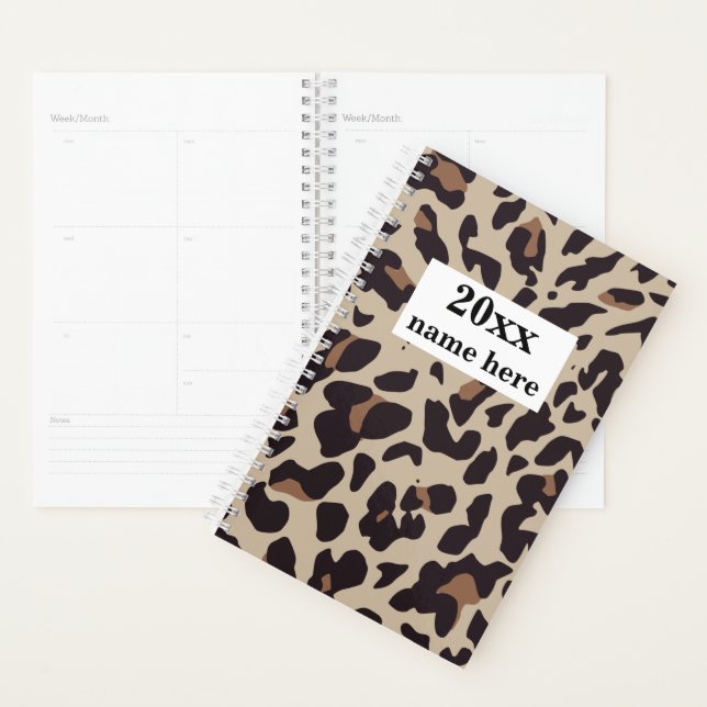 Personalisiert-brauner Leopard-Druckplaner Planer (Anzeige)