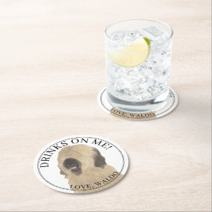 Personalisiert Briard Dog Wedding Runder Pappuntersetzer
