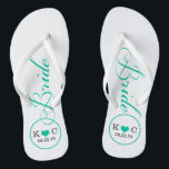 Personalisiert Bridal (aqua) Flip Flops<br><div class="desc">Fun,  Custom weiß und aqua blau Braut Hochzeitsflip Flops.</div>
