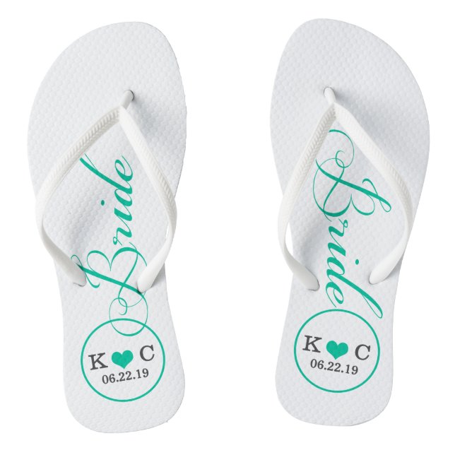 Personalisiert Bridal (aqua) Flip Flops (Fußbett)