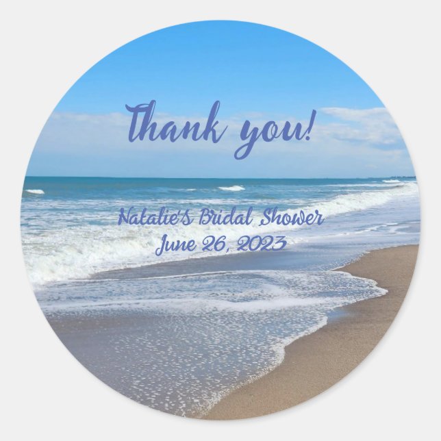 Personalisiert Bridal Beach Szene danke Sticker (Vorderseite)