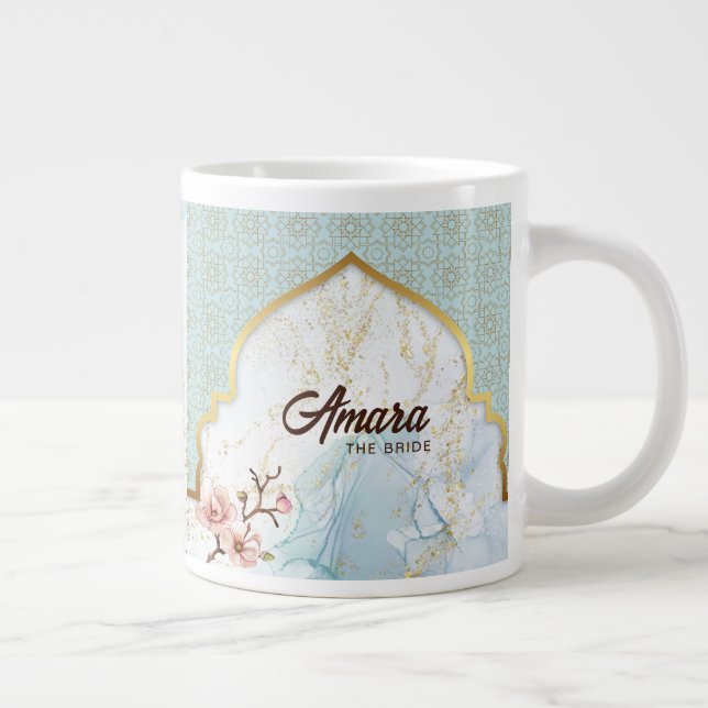 Personalisiert Bridal Coffee Tasse - Light Blue &  (Rechts)