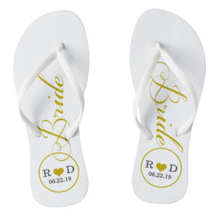 Personalisiert Bridal (Gold) Flip Flops