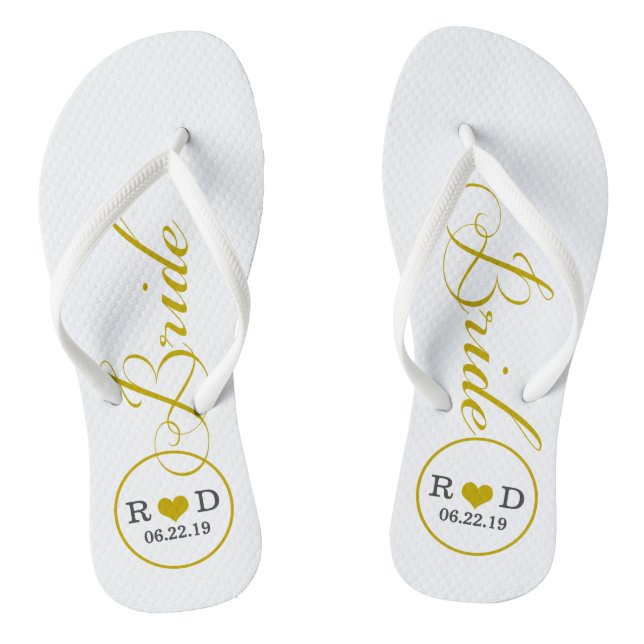 Personalisiert Bridal (Gold) Flip Flops (Fußbett)