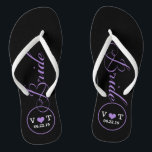 Personalisiert Bridal (lila) Flip Flops<br><div class="desc">Fun,  benutzerdefinierte schwarze und lila Braut Hochzeitsflip Flops.</div>
