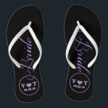 Personalisiert Bridal (lila) Flip Flops<br><div class="desc">Fun,  benutzerdefinierte schwarze und lila Braut Hochzeitsflip Flops.</div>