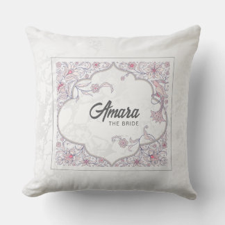 Personalisiert Bride Cushion | Pink Arabesque Flor Kissen
