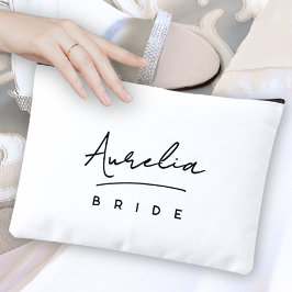 Personalisiert Bride Monogram Moderne neutrale Min Zubehörtasche