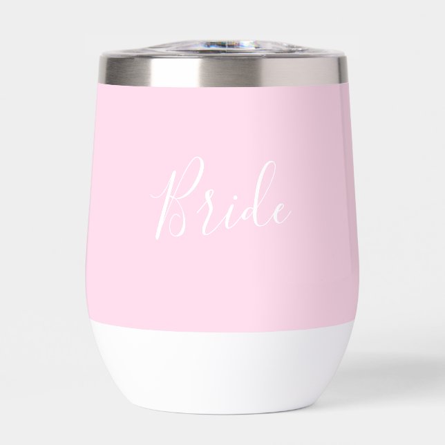 Personalisiert Bride Pink Script Einfache Hochzeit (Vorderseite)