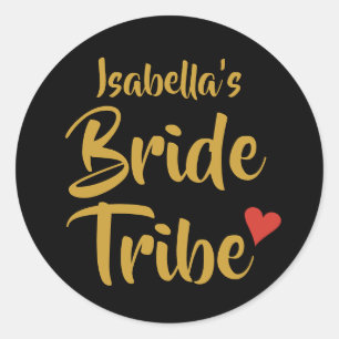 Personalisiert Bride Tribe Red Heart Runder Aufkleber