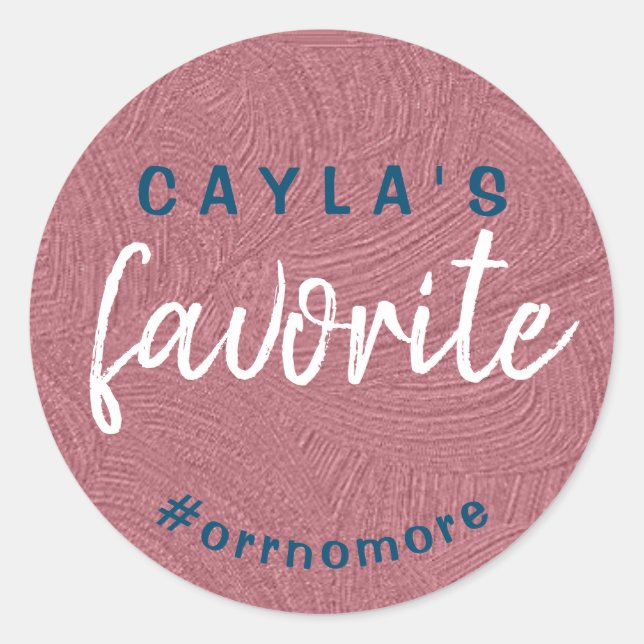 Personalisiert Bride's Lieblings-Rose Gold Blue Ge Runder Aufkleber (Vorderseite)