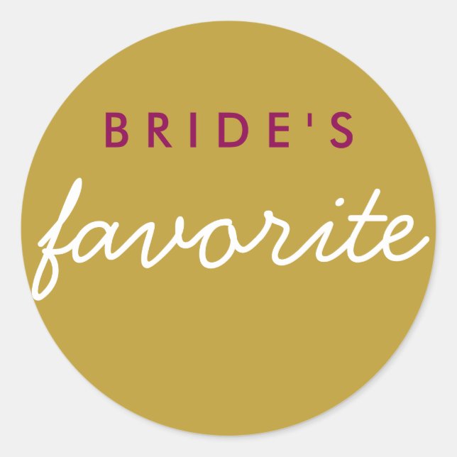 Personalisiert Bride's Lieblingsmagenta-Gold Runder Aufkleber (Vorderseite)