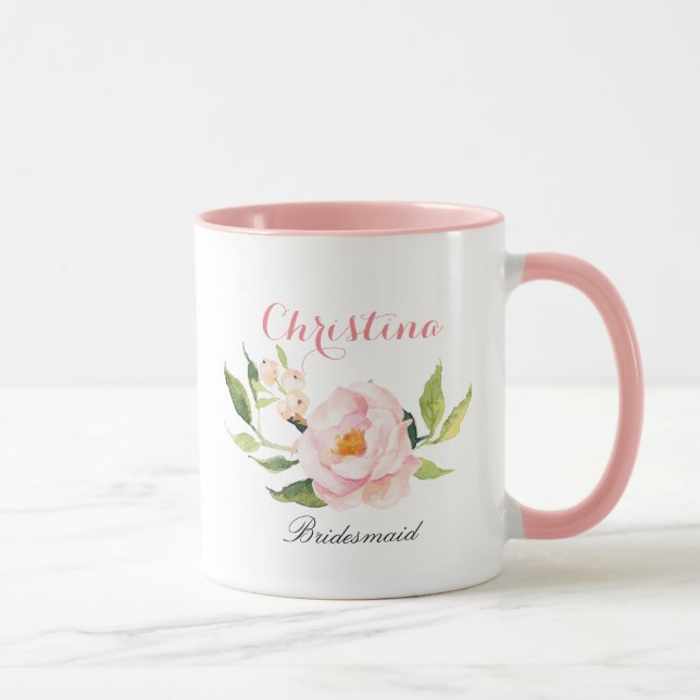 Personalisiert Bridesmaid Floral-2 Tasse (Rechts)