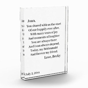 Personalisiert Bridesmaid  Fotoblock