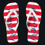 Personalisiert Bridesmaid Red White Blue Flip Flops<br><div class="desc">4. Juli Unabhängigkeitstag Hochzeit Thema. Bridesmaid Tropical Coastal Küstenlinie Red White and Blue Stripes Muster - Ändern Sie die Farbe, indem Sie auf anpassen. Und sagen Sie alles, was Sie gewollt haben. Machen Sie diese eine Art Flip Flops, die Ihre Nachricht auf ihnen haben. Sei das Gerede vom Strand! Hochzeitsfeiern,...</div>