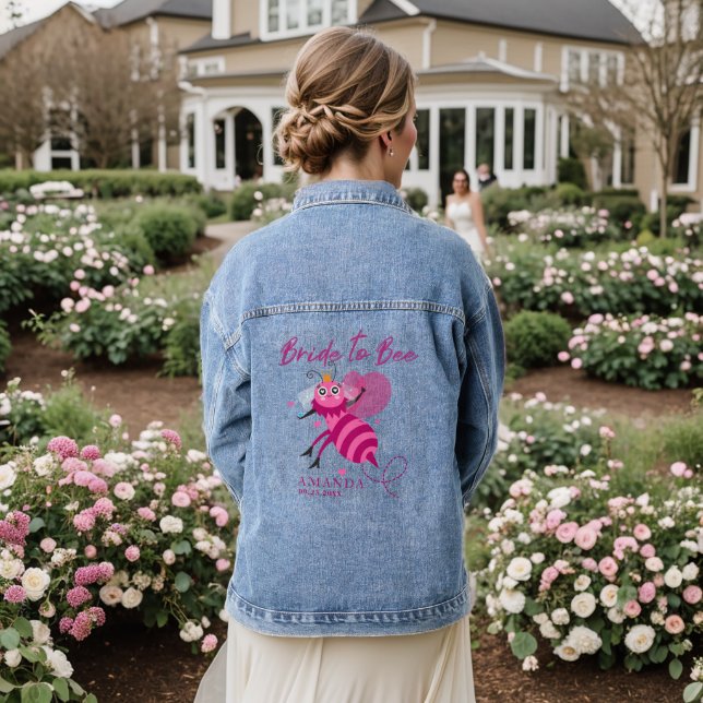 Personalisiert Brie to bee Wedding Denim Jacket Jeansjacke (Hochzeit Rückseite)