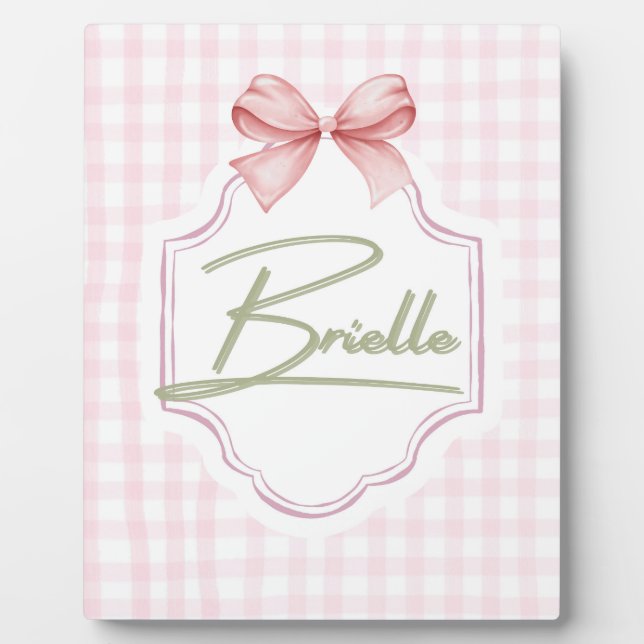 Personalisiert Brielle Baby Girl Kinderzimmer Bow& Fotoplatte (Vorderseite)