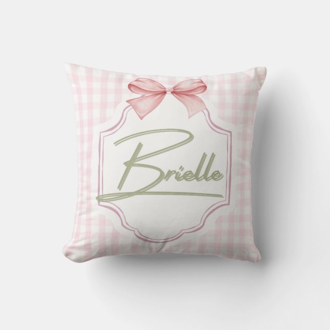 Personalisiert Brielle Baby Girl Kinderzimmer Bow& Kissen (Vorderseite)