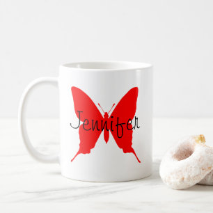 Personalisiert Bright Red Butterfly Kaffeetasse