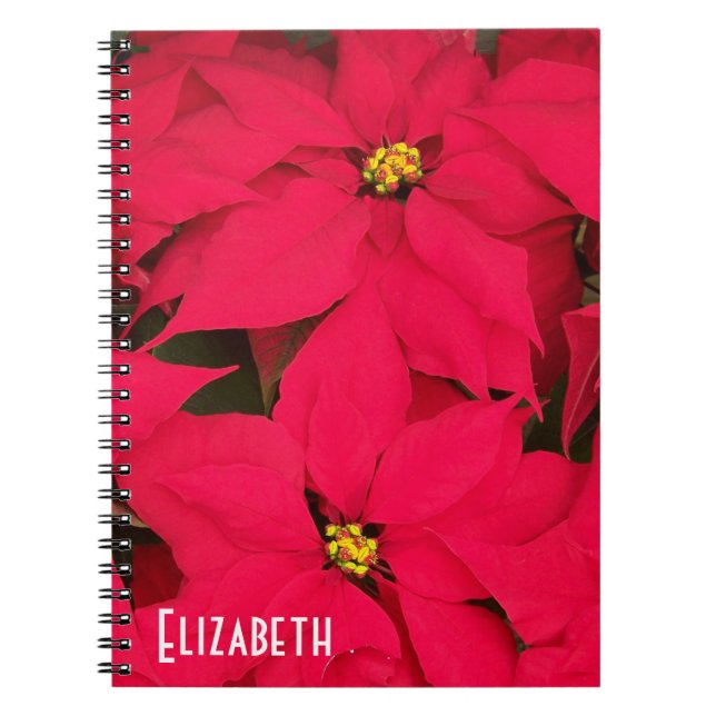 Personalisiert Bright Red Christmas Poinsettias Notizblock (Vorderseite)