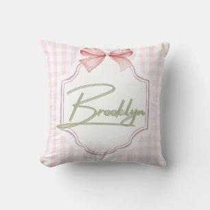 Personalisiert Brooklyn Baby Girl Kinderzimmer Bow Kissen