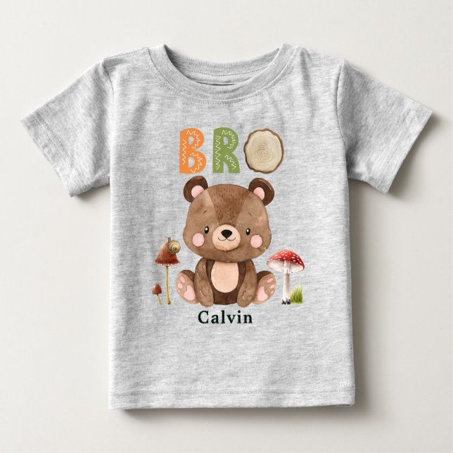 Personalisiert Brother Woodland Baby T-shirt (Vorderseite)