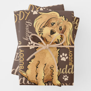 Personalisiert Brown Dog Geschenkpapier Set