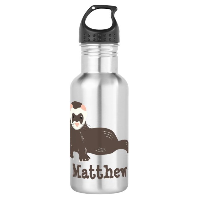 Personalisiert Brown Ferret Edelstahlflasche (Vorderseite)