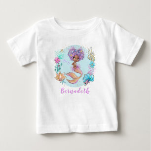 Personalisiert Brown Little Mermaid Baby T - Shirt