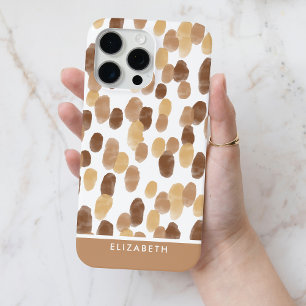 Personalisiert Brown Modern Watercolor Dot Pattern Case-Mate iPhone Hülle