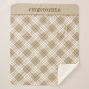 Personalisiert Brown Tan Beige Buffalo Kariert Boy Sherpadecke