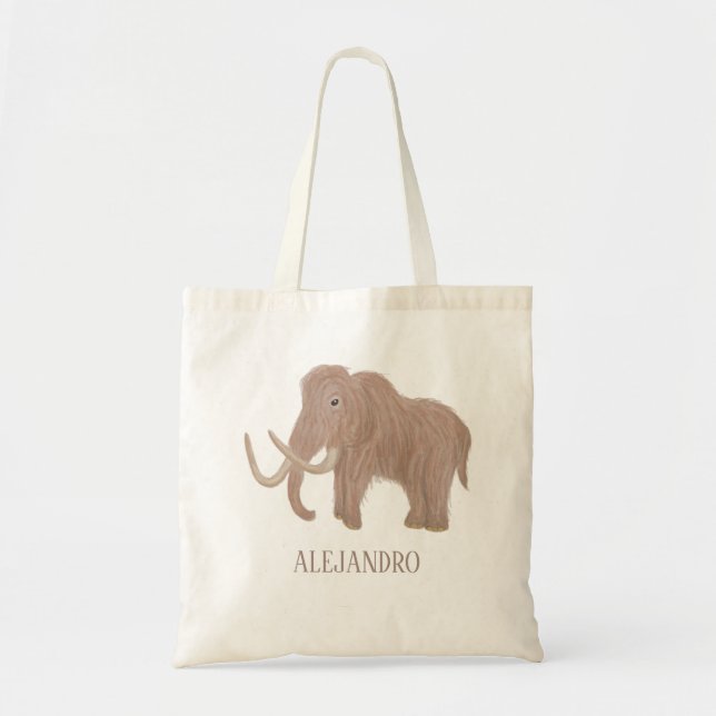 Personalisiert Brown Wooly Mammoth Illustration Tragetasche (Vorne)