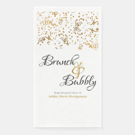 Personalisiert Brunch Bubbly Gold Confetti Streame Serviette
