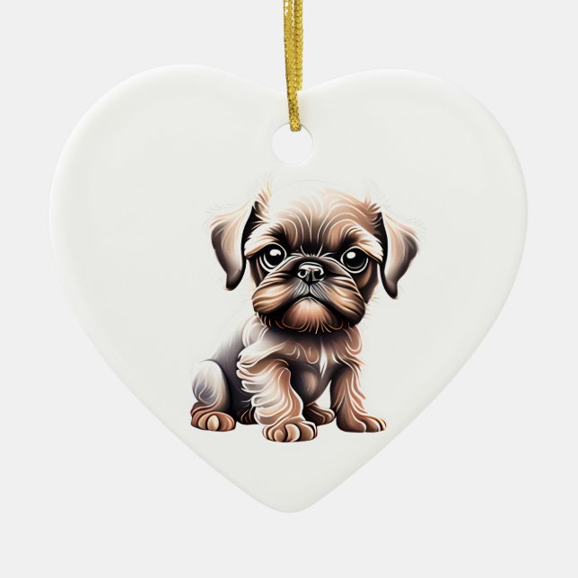 Personalisiert Brussels Griffon Puppy Keramik Ornament (Vorne)