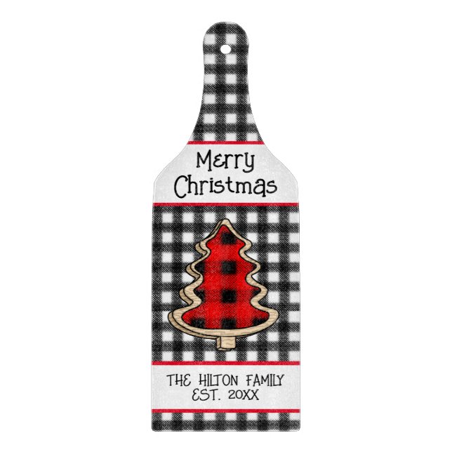 Personalisiert Buffalo Kariert Gingham Weihnachtsb Schneidebrett (Vorderseite)